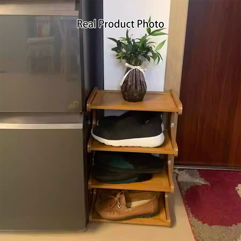 Estantería de almacenamiento/zapatero escandinavo contemporáneo rectangular de bambú nan de MDF, de 2/3/4/5/6 niveles para entradas y sala de estar