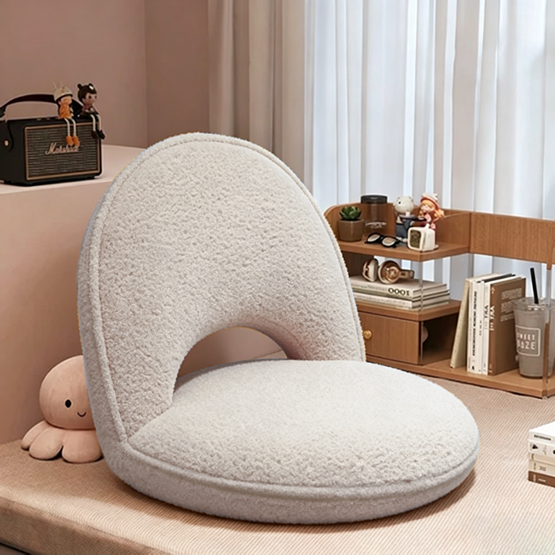 Modern Minimalist Oval Foldable Sherpa Fabric Corduroy Carbon Steel Accent Chair Backrest Armless For Living Room