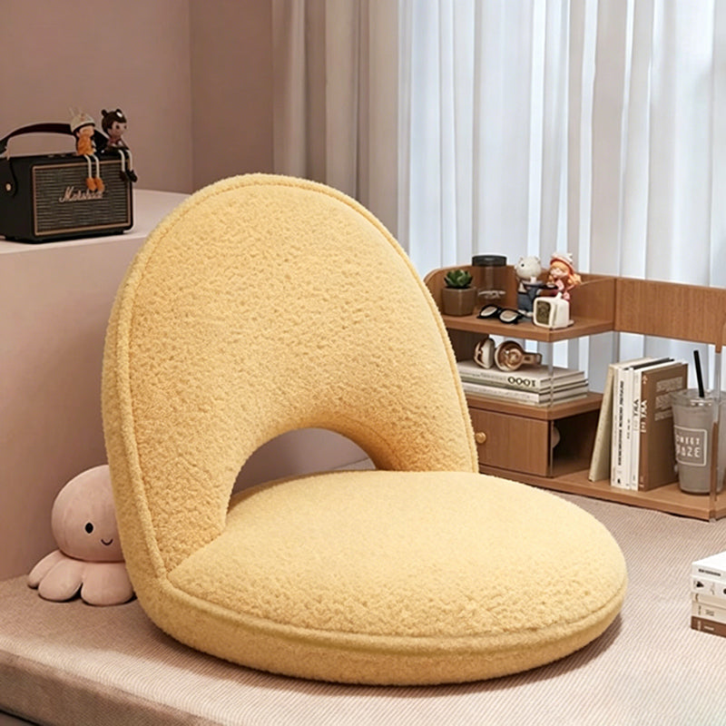 Modern Minimalist Oval Foldable Sherpa Fabric Corduroy Carbon Steel Accent Chair Backrest Armless For Living Room