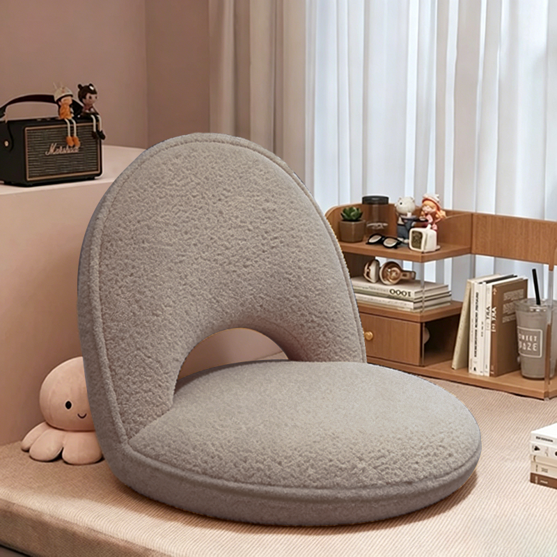 Modern Minimalist Oval Foldable Sherpa Fabric Corduroy Carbon Steel Accent Chair Backrest Armless For Living Room
