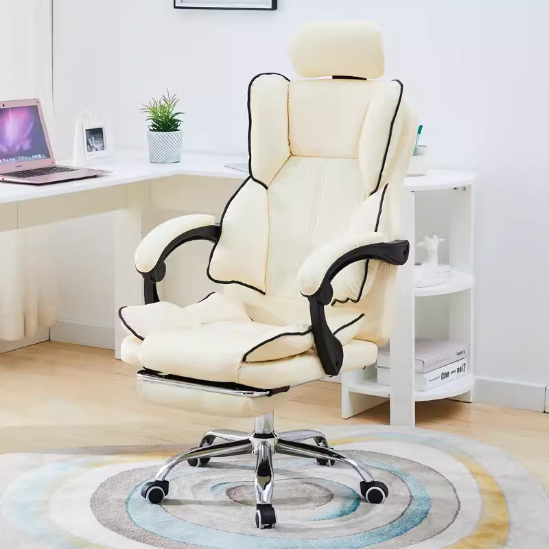 Contemporary Scandinavian Rectangular PU Leather Steel Height-Adjustable Swivel Backrest Armrest Gaming Chair For Bedroom