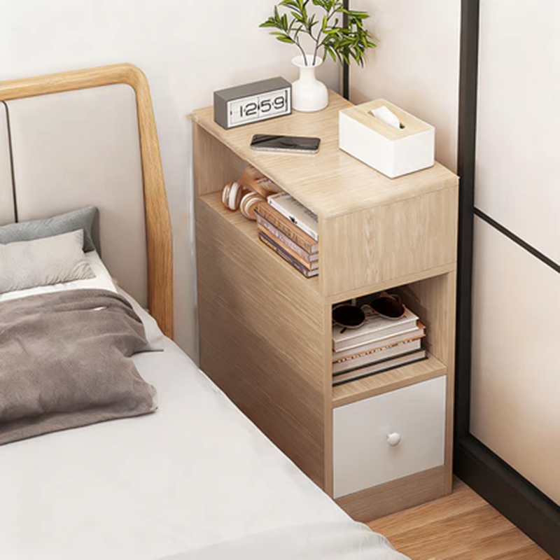Modern Minimalist Rectangular Medium Density Fiberboard Nightstand 1-Drawer For Bedroom