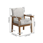 Silla de escritorio moderna minimalista cuadrada rectangular de madera de caucho y lino de algodón con respaldo y reposabrazos para oficina en casa