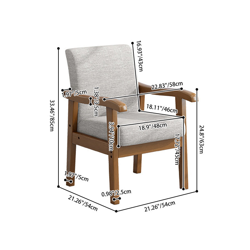 Silla de escritorio moderna minimalista cuadrada rectangular de madera de caucho y lino de algodón con respaldo y reposabrazos para oficina en casa