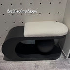 Modern Art Deco Geometric Carbon Steel Iron Stainless Steel Sherpa Fabric Sponge Bench Backless Armless For Entryway