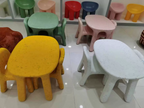 Contemporary Nordic PE Oval Kids Colorful Safe Desk & Chair Set For Living Room & Study