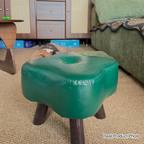 Traditional Vintage Solid Wood Faux Leather Sponge Low Stool Backless Armless For Entryway