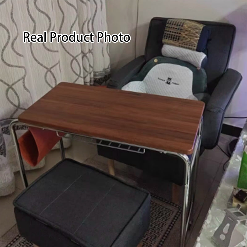 Contemporary Industrial Narrow Rectangular MDF PU Leather Stainless Steel Movable Desk 1-Tier For Home Office