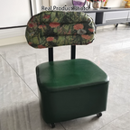 Modern Minimalist Rectangular Low Stool with Movable Backrest – Faux Oil-Waxed Leather, Plywood & Foam Upholstery for Living Room