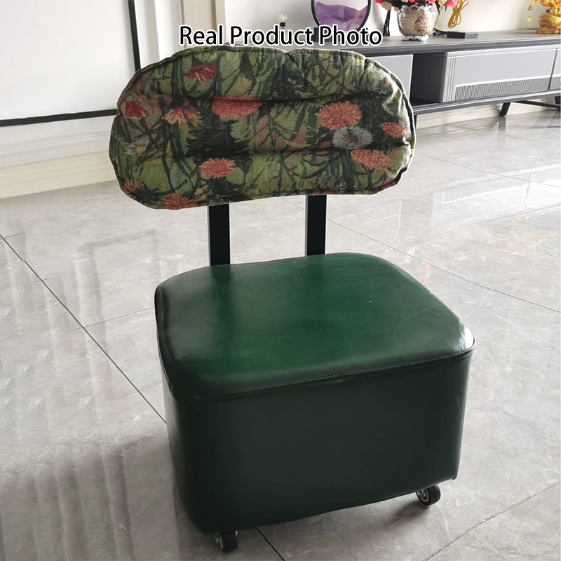 Modern Minimalist Rectangular Low Stool with Movable Backrest – Faux Oil-Waxed Leather, Plywood & Foam Upholstery for Living Room