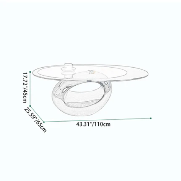 Mesa de centro moderna minimalista redonda hueca de ABS con vidrio templado de 2 niveles para sala de estar