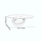 Mesa de centro moderna minimalista redonda hueca de ABS con vidrio templado de 2 niveles para sala de estar
