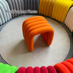 Taburete contemporáneo estilo nórdico para tocador en tejido sherpa con estructura de acero al carbono - Sin respaldo, listo para el dormitorio
