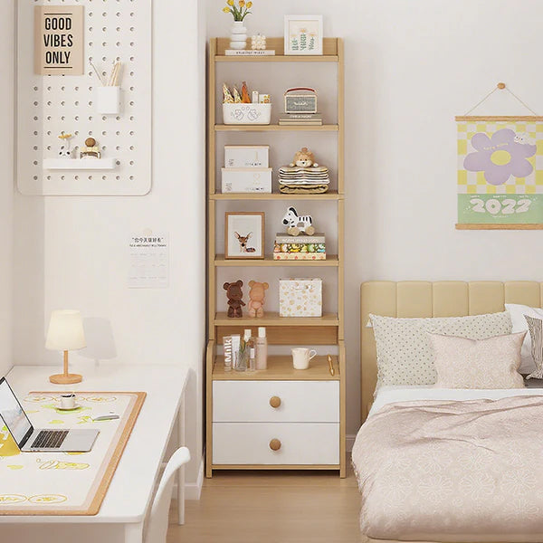 Contemporary Nordic Square Rectangular Density Board Nightstand 4/6-Tier For Bedroom