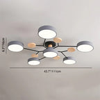 Contemporary Scandinavian Round Molecule Branch Design LED Semi-Flush Mount Ceiling Light For Living Room
