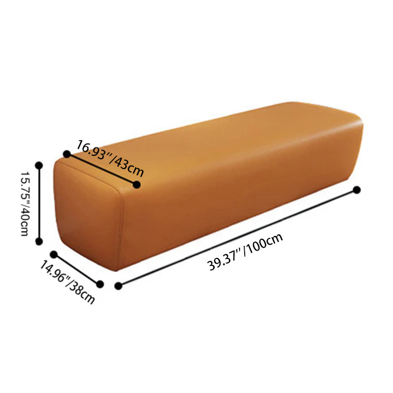 Banco rectangular sin respaldo moderno minimalista de madera maciza y piel sintética para la entrada
