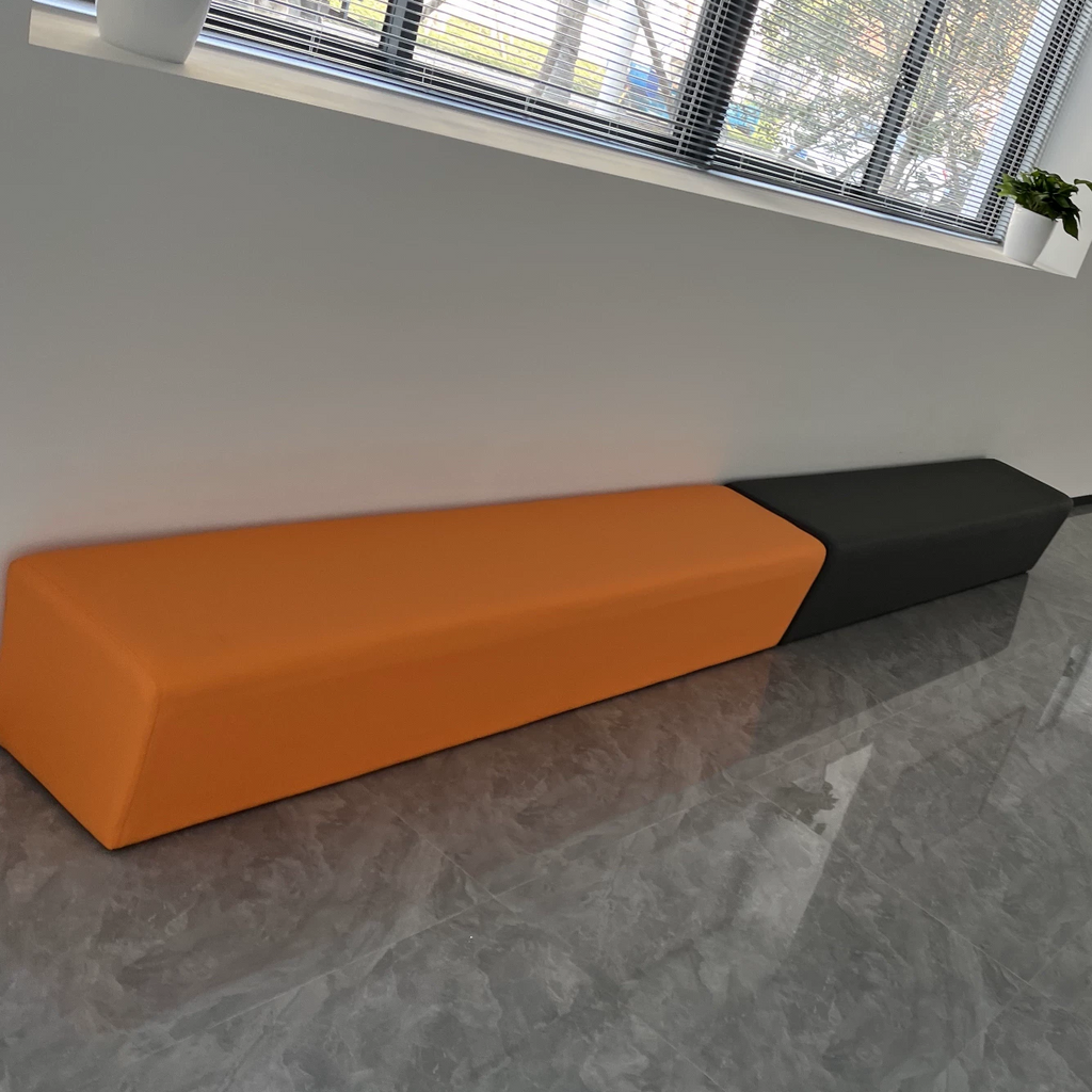 Banco rectangular sin respaldo moderno minimalista de madera maciza y piel sintética para la entrada