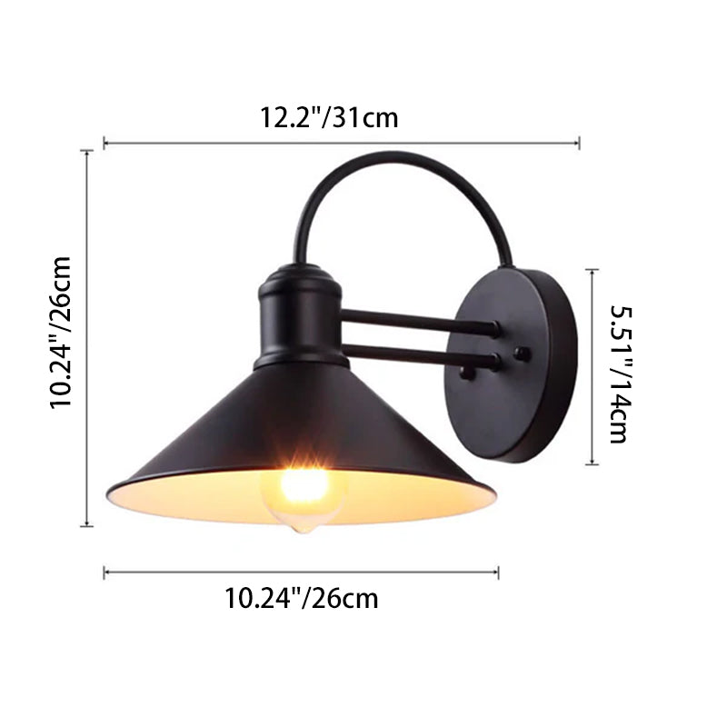 Contemporary Industrial Barn Iron Antique 1-Light Outdoor Waterproof Wall Sconce Lamp For Outdoor