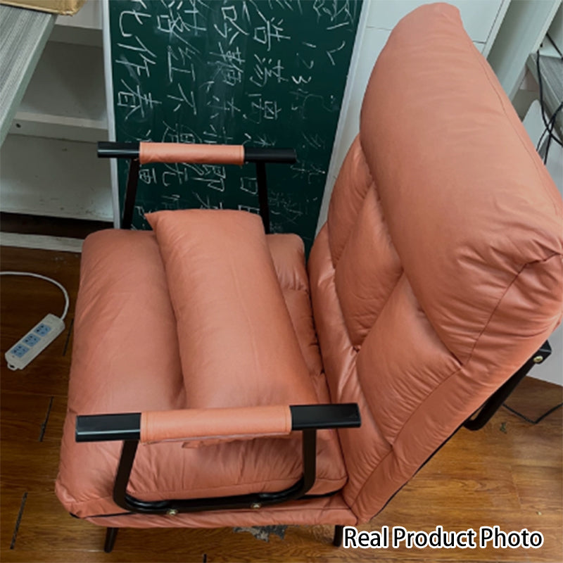 Sillón Reclinable Cuadrado Moderno de Polipiel de Lujo con Estructura de Acero al Carbono, Respaldo y Reposabrazos Cómodos para Sala de Estar