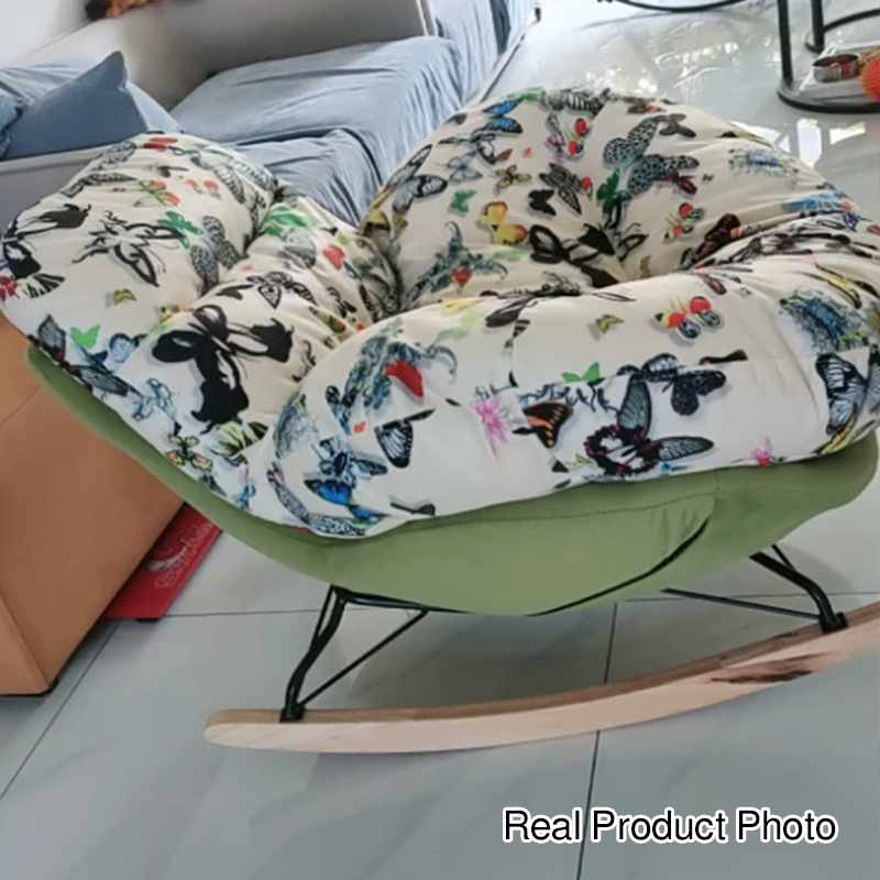 Luxurious Contemporary Nordic Velvet Recliner with Oval Curved Backrest and Sleek Armrests in Iron Pine Finish for Living Room