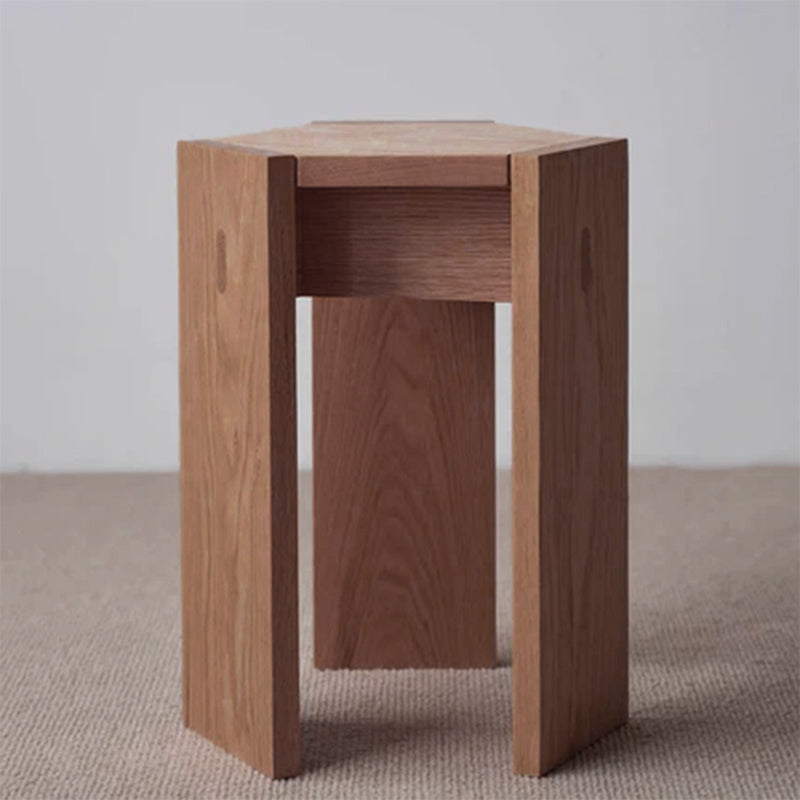 Taburete hexagonal de madera maciza moderna - Asiento bajo y apilable para sala de estar