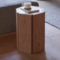 Taburete hexagonal de madera maciza moderna - Asiento bajo y apilable para sala de estar