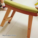 Banco Zapatero Cuadrado Minimalista Moderno de Madera de Caucho con Cojín Tapizado de Algodón-Lino, Taburete Bajo para Sala de Estar