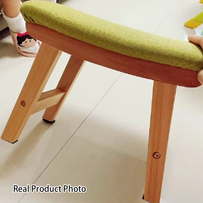 Banco Zapatero Cuadrado Minimalista Moderno de Madera de Caucho con Cojín Tapizado de Algodón-Lino, Taburete Bajo para Sala de Estar