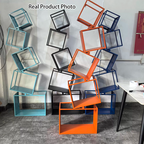 Contemporary Creative Square Iron Bookshelf 5-Shelf For Home Office