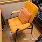Modern Luxury Rectangular Square Steel PU Leather Accent Chair Backrest Armrest For Living Room