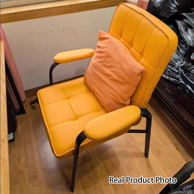 Modern Luxury Rectangular Square Steel PU Leather Accent Chair Backrest Armrest For Living Room
