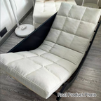 Mecedora Reclinable Nórdica Contemporánea Moon Boat con Respaldo de Piel Sintética, Algodón-Lino y HDF para Salón y Dormitorio
