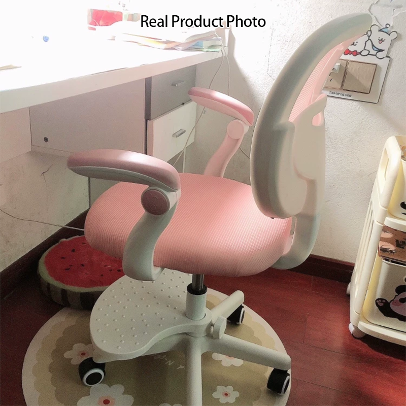 Modern Minimalist Kids Fabric Nylon Plastic Stainless Steel Mid-Back Height Adjustable Desk Chair Backrest Armrest Footrest For Home Office