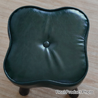 Contemporary Petal-Shape Faux Oil-Waxed Leather Stool with Solid Wood Frame, Cushioned Seat, Low, Backless and Armless Living Room Accent