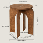 Taburete redondo de madera de abedul con estilo retro contemporáneo – Asiento versátil de perfil bajo para sala de estar, dormitorio y entrada