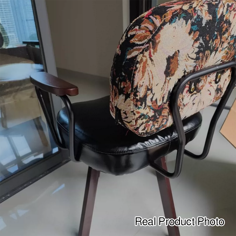 Traditional Vintage Oil Wax Leather Sponge Square Desk Chair Backrest Armrest Swivel For Home Office