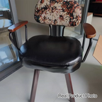 Traditional Vintage Oil Wax Leather Sponge Square Desk Chair Backrest Armrest Swivel For Home Office