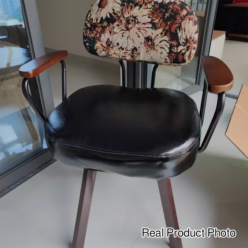 Traditional Vintage Oil Wax Leather Sponge Square Desk Chair Backrest Armrest Swivel For Home Office