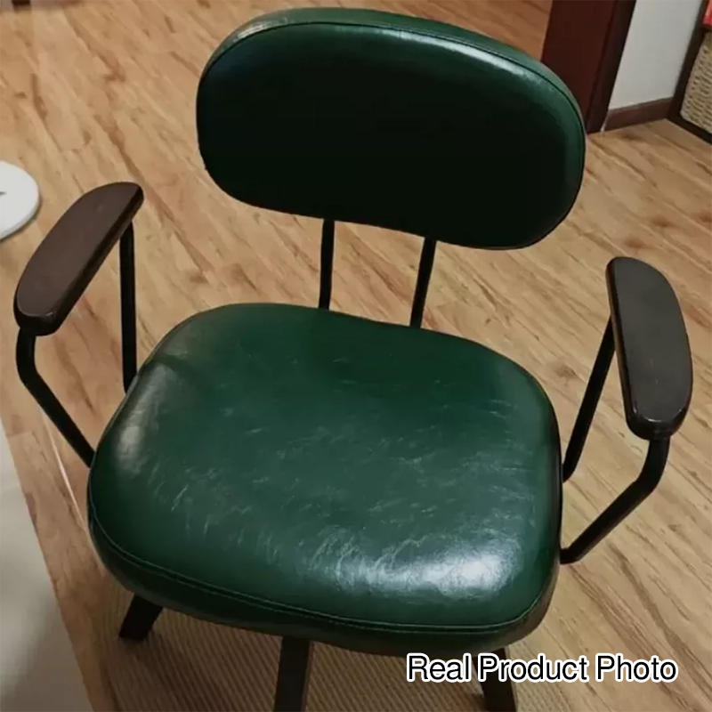 Traditional Vintage Oil Wax Leather Sponge Square Desk Chair Backrest Armrest Swivel For Home Office
