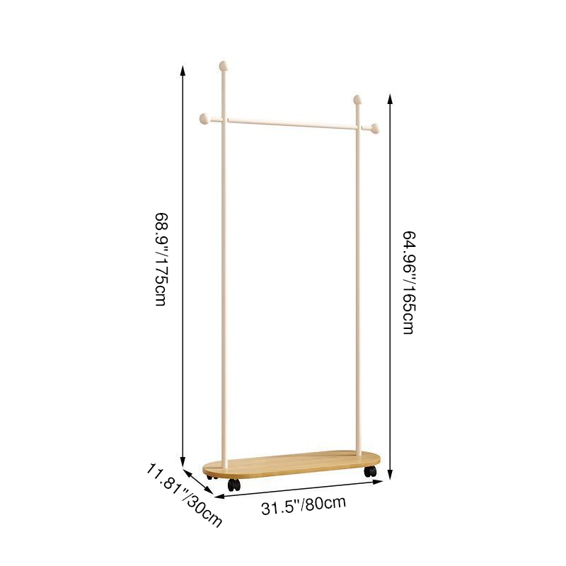 Modern Minimalist Rectangular Carbon Steel Medium Density Fiberboard Movable Hall Tree For Bedroom & Entryways