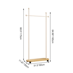 Modern Minimalist Rectangular Carbon Steel Medium Density Fiberboard Movable Hall Tree For Bedroom & Entryways