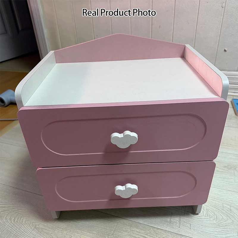 Contemporary Creative Kids Square MDF Nightstand 2-Drawer For Bedroom