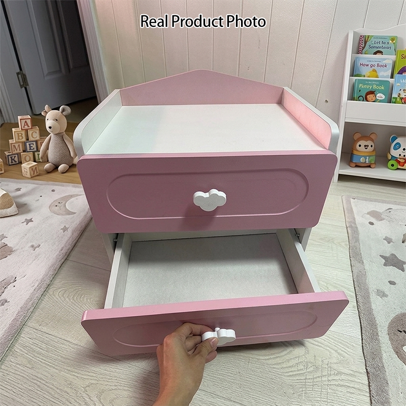 Contemporary Creative Kids Square MDF Nightstand 2-Drawer For Bedroom