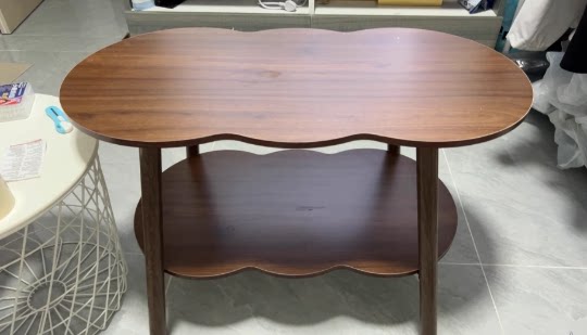 Modern Minimalist Cloud Shape Oval Wood MDF Coffee Table 1/2 Tier For Living Room