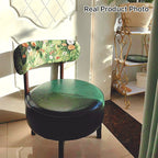 Traditional Vintage Swivel Round Rubberwood Faux Oil-waxed Leather Chair Backrest For Living Room