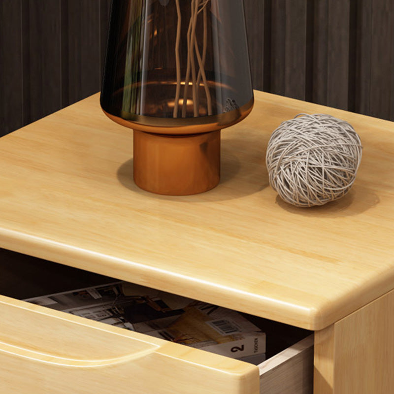 Mesita de noche japonesa tradicional rectangular de madera de caucho y metal con 2/3 cajones para cabecera