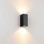 Lámpara de pared de estilo cilindro de vidrio y aluminio, moderna y minimalista, impermeable, con 2 luces para patio exterior