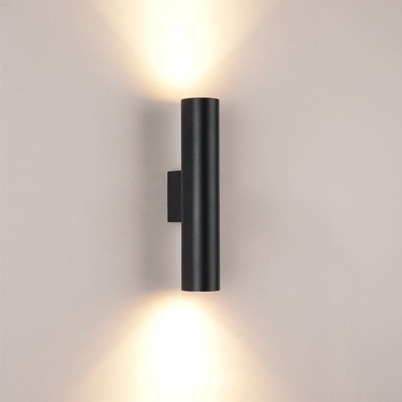 Modern Minimalist Round Aluminum Cylinder LED Wall Sconce Up Down Lighting for Bedroom Living Room Mainless Decor