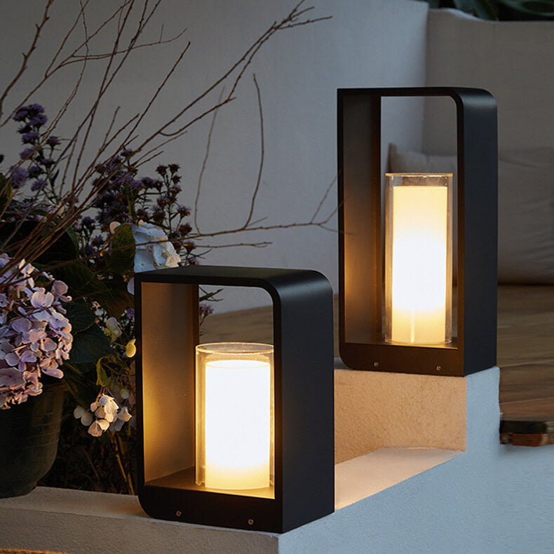 Architectural Hardwired LED Bollard Light Modern Waterproof Landscape Fixture for Luxury Patio and Driveway...