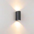 Lámpara de pared de estilo cilindro de vidrio y aluminio, moderna y minimalista, impermeable, con 2 luces para patio exterior